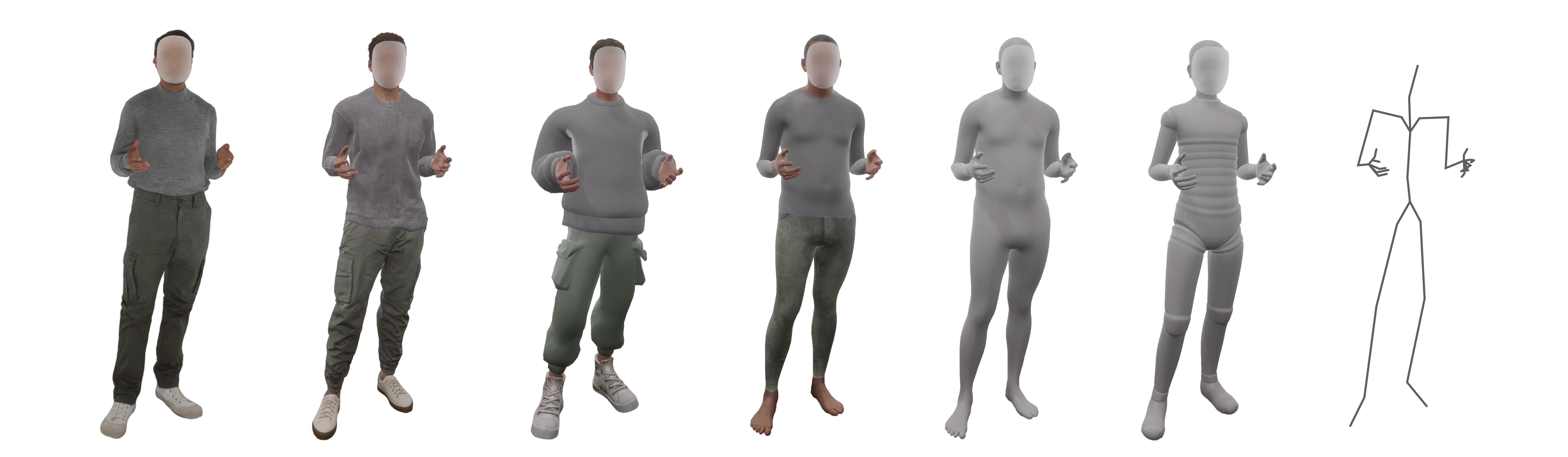 Seven avatar representations evaluated in this study